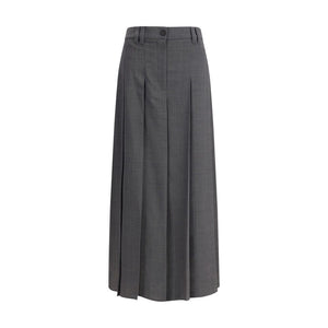 Brunello Cucinelli Pleated long Skirt in virgin wool techno gauze
