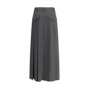 Brunello Cucinelli Pleated long Skirt in virgin wool techno gauze