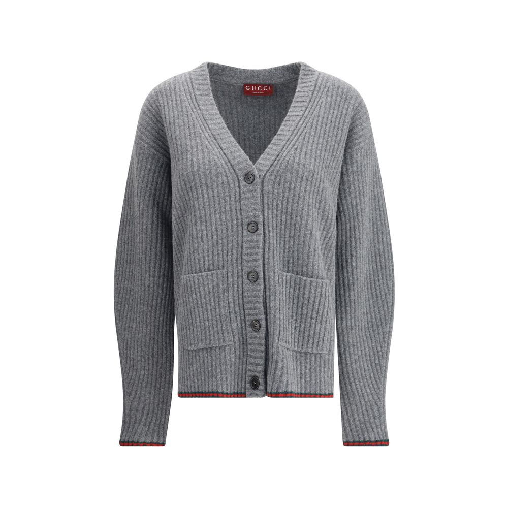 Gucci Ribbed Knit Wool Cardigan