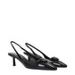 Prada Black Leather Mid Heel Pumps