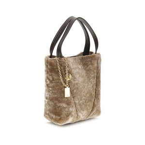 Chloé Shearling Small Spin Tote Bag Brown