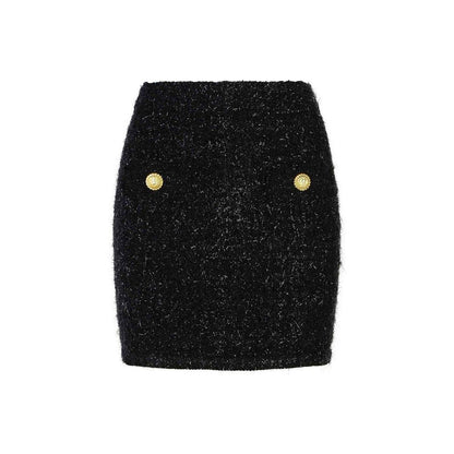 Balmain Black Cotton Mini Skirt