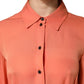Emporio Armani Orange Collared Button Down Long Sleeves  Top