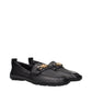 Versace Black Leather Slip-On Loafers