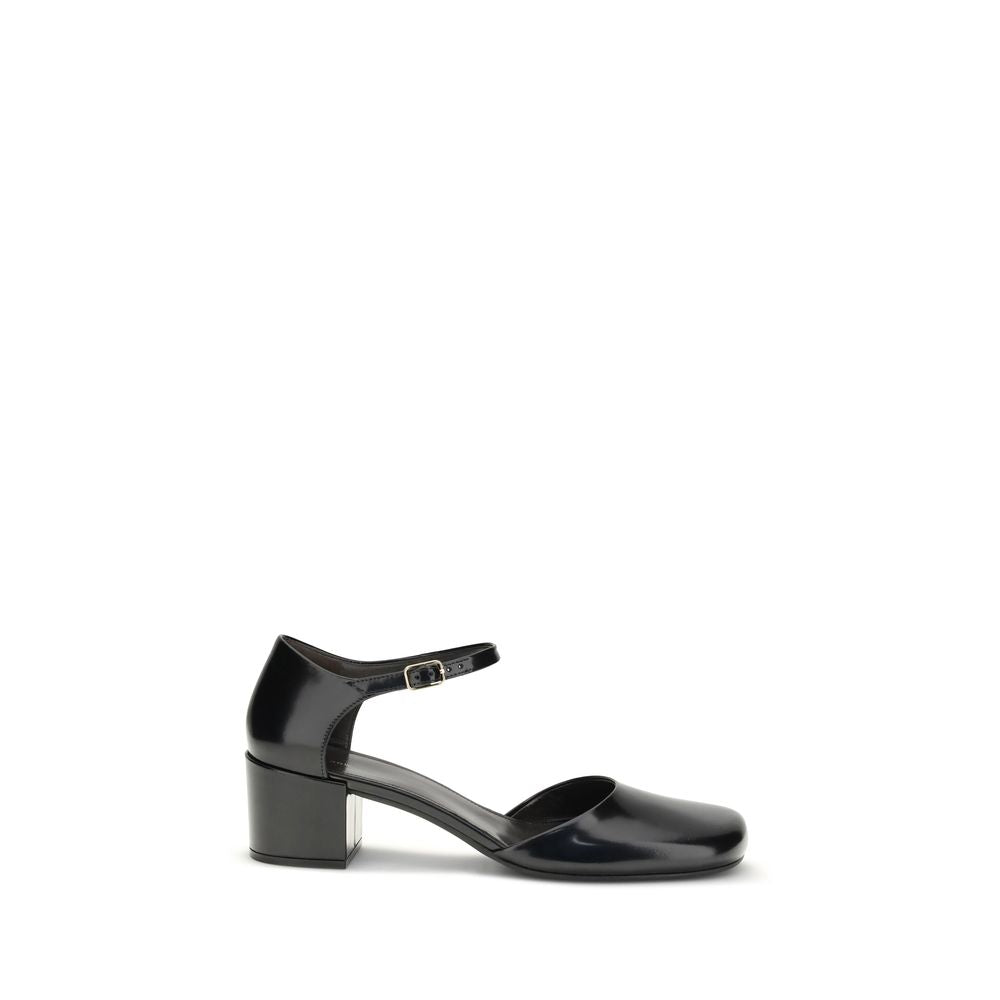 The Row Black Rubber Mid Heel Pumps