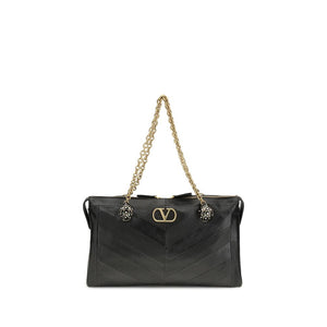 Valentino Garavani Black Lamb Leather Shoulder Bag