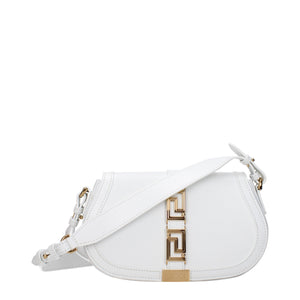 Versace Greca Leather Crossbody Bag White