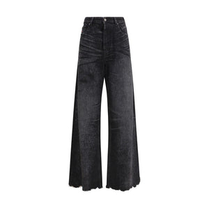 Diesel Black Cotton Relaxed Fit Jeans