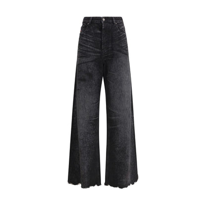 Diesel Black Cotton Relaxed Fit Jeans