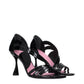 Balmain Black Leather Stiletto Heel Sandals
