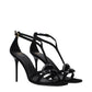 Balmain Black Leather Stiletto Heel Sandals