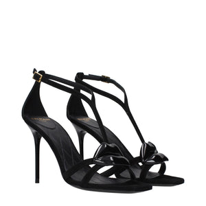 Balmain Black Leather Stiletto Heel Sandals