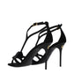 Balmain Black Leather Stiletto Heel Sandals