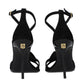 Balmain Black Leather Stiletto Heel Sandals
