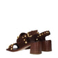 Valentino Garavani Brown Leather Strap-On Sandals