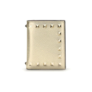 Valentino Garavani Gold Calf Leather Bos Taurus Wallet