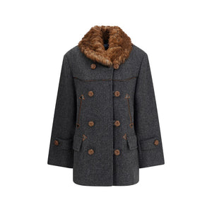 Prada Gray Fleece Wool Coat