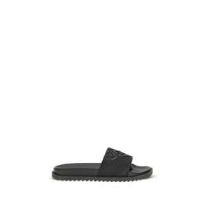 Fendi Black Rubber Flat Sandals