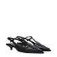 Miu Miu Black Leather Mid Heel Pumps