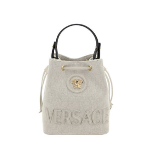 Versace White Fabric Backet Bag