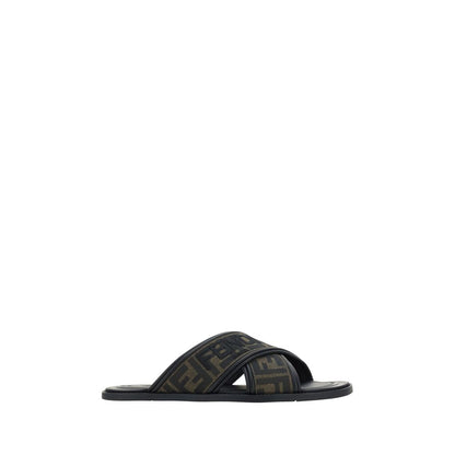 Fendi Black Rubber Flat Sandals