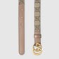 Gucci GG Marmont Thin Belt Beige and Ebony Canvas Dusty Pink