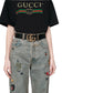 Gucci Leather Belt With Torchon Double GG Buckle Black