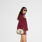 Gucci Blondie Medium Top Handle Beige Cotton Linen Canvas Bag Brown