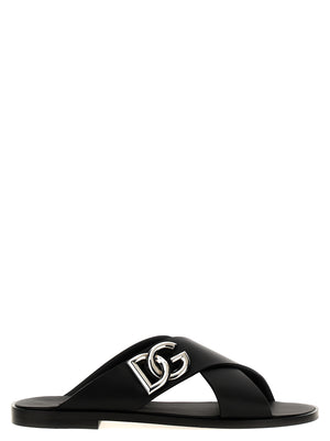 Dolce & Gabbana Logo Leather Sandals