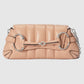 Gucci Horsebit Chain Small Shoulder Bag Quilted Rose Beige