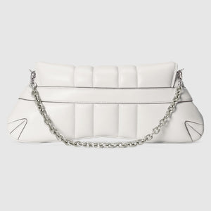 Gucci Horsebit Chain Medium Shoulder Bag Quilted White