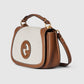 Gucci Blondie Large Top Handle Beige Cotton Linen Canvas Bag Brown