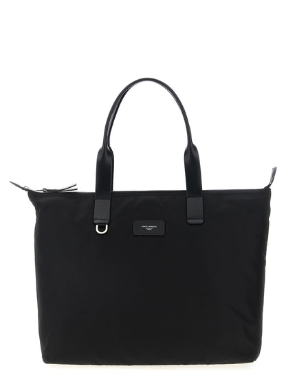 Dolce & Gabbana Media Logo Patch Shopping Bag