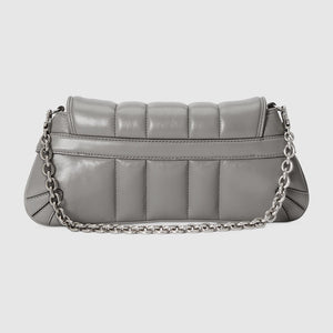Gucci Horsebit Chain Small Shoulder Bag Quilted Grey