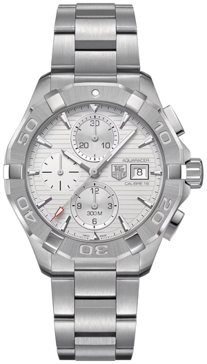 Tag Heuer Aquaracer Automatic Chronograph White Dial Silver Steel Strap Watch For Men Cay2111 Ba0927