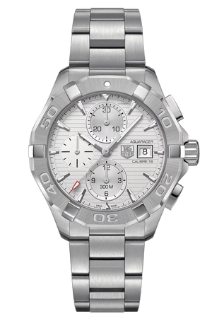 Tag Heuer Aquaracer Automatic Chronograph White Dial Silver Steel Strap Watch For Men Cay2111 Ba0927