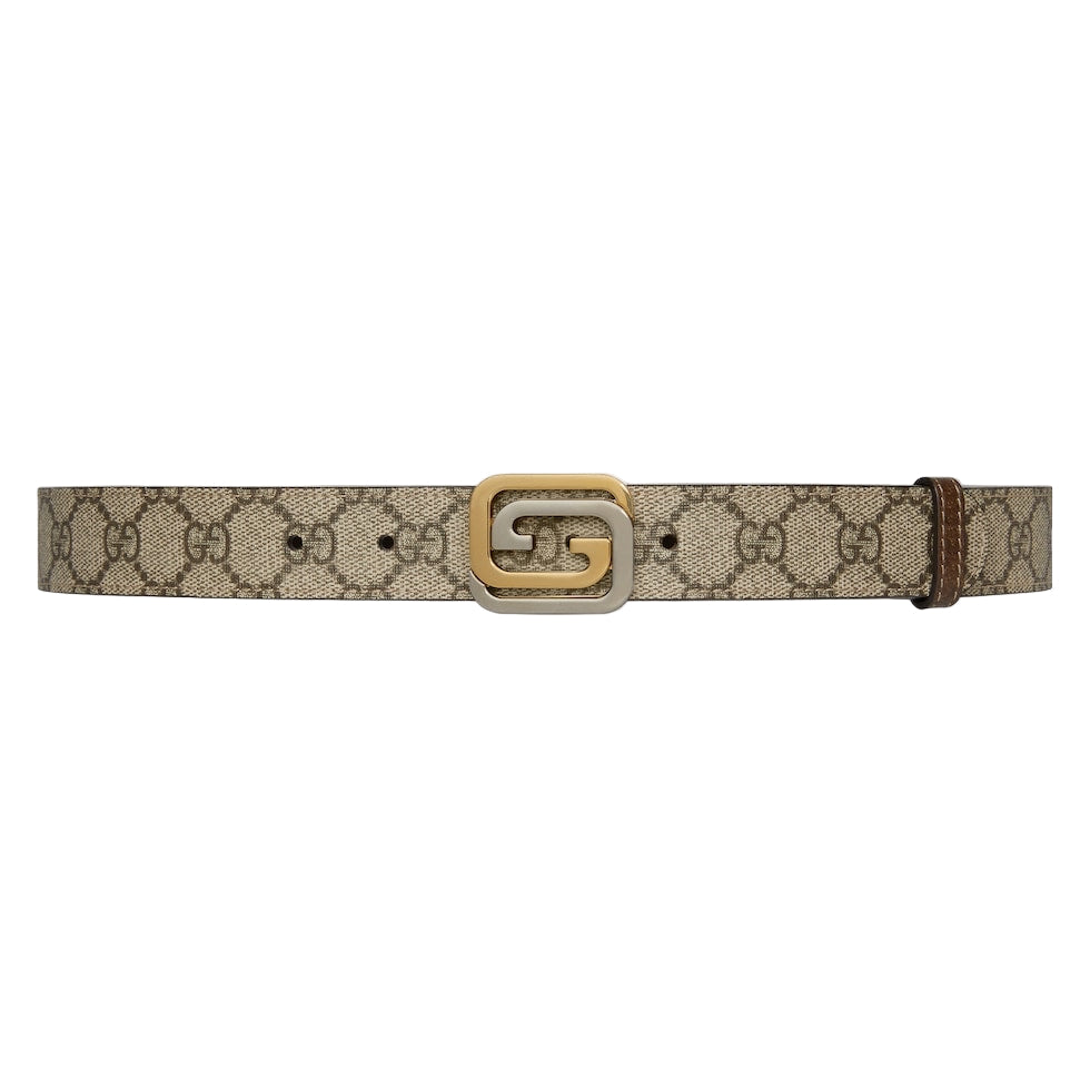 Gucci Squared Interlocking G Belt Reversible Beige
