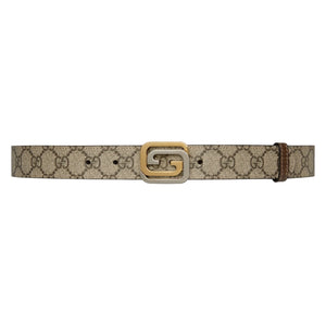Gucci Squared Interlocking G Belt Reversible Beige