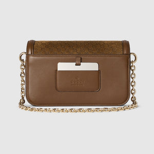 Gucci Go Small Shoulder Suede Bag Brown