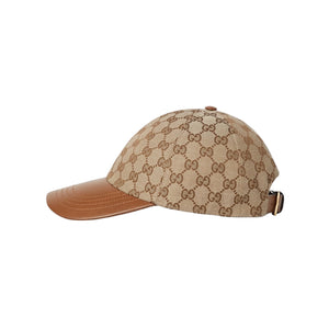 Gucci GG Canvas Baseball Hat with Brown Leather