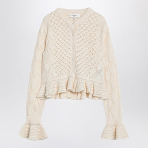 Chloé Latte-colored crochet cardigan in cotton blend