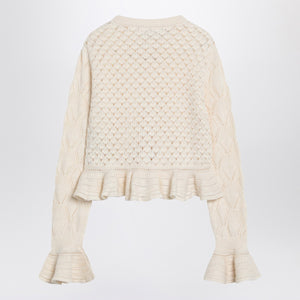 Chloé Latte-colored crochet cardigan in cotton blend