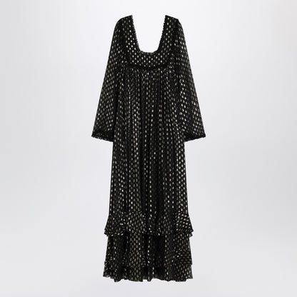 Chloé Maxi black dress with lightweight silk ruffles