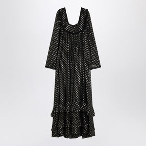 Chloé Maxi black dress with lightweight silk ruffles