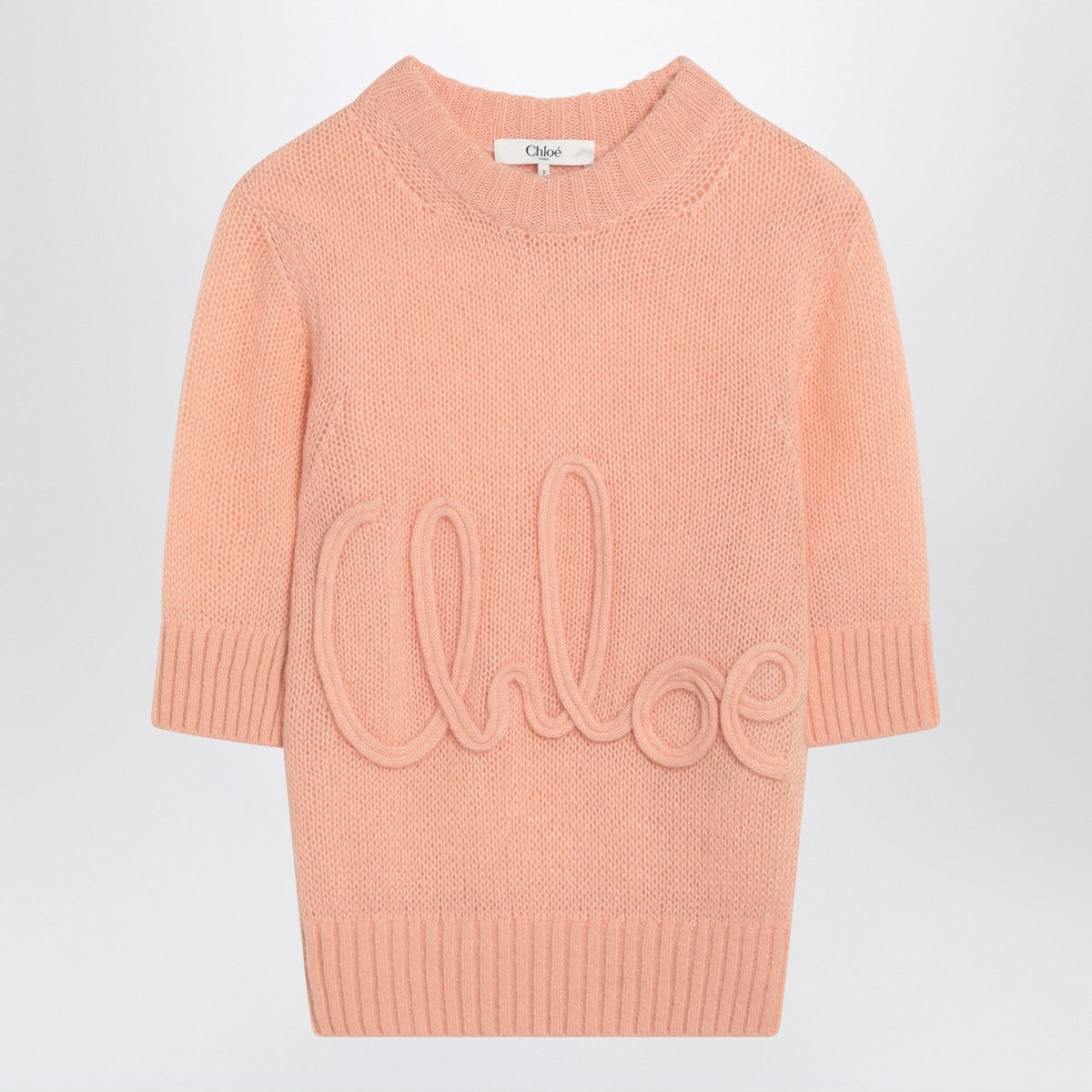Chloé Peach-colored top with logo embroidery