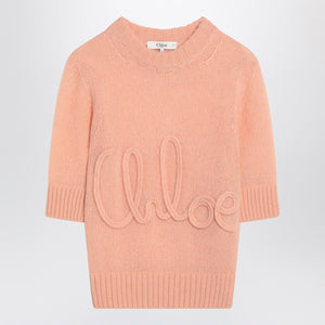 Chloé Peach-colored top with logo embroidery