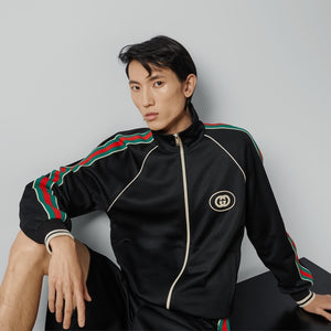 Gucci Interlocking Technical Jersey Zip Jacket Black