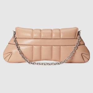 Gucci Horsebit Chain Medium Shoulder Bag Quilted Rose Beige