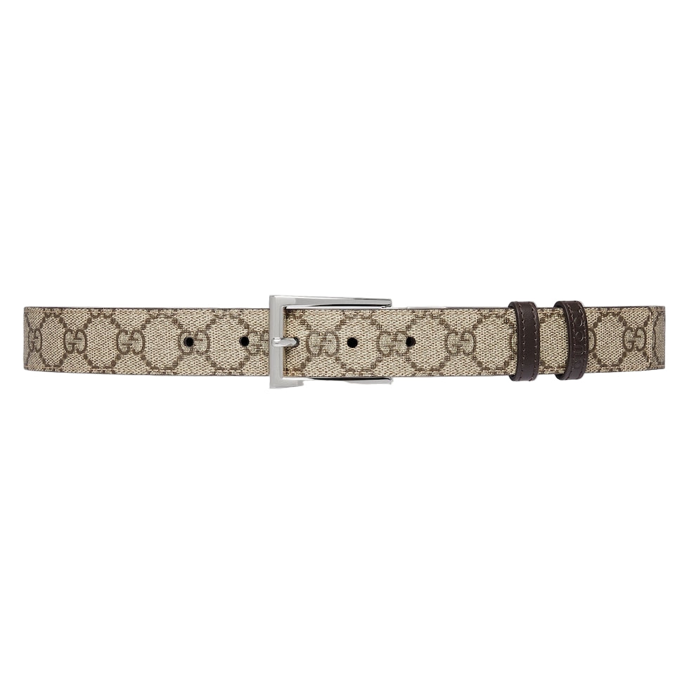 Gucci Retangular Buckle Belt Reversible Beige