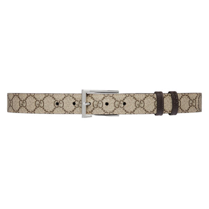 Gucci Retangular Buckle Belt Reversible Beige